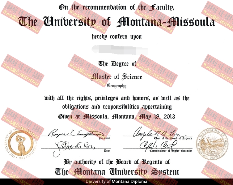 仿真蒙大拿大学密苏拉分校文凭学位