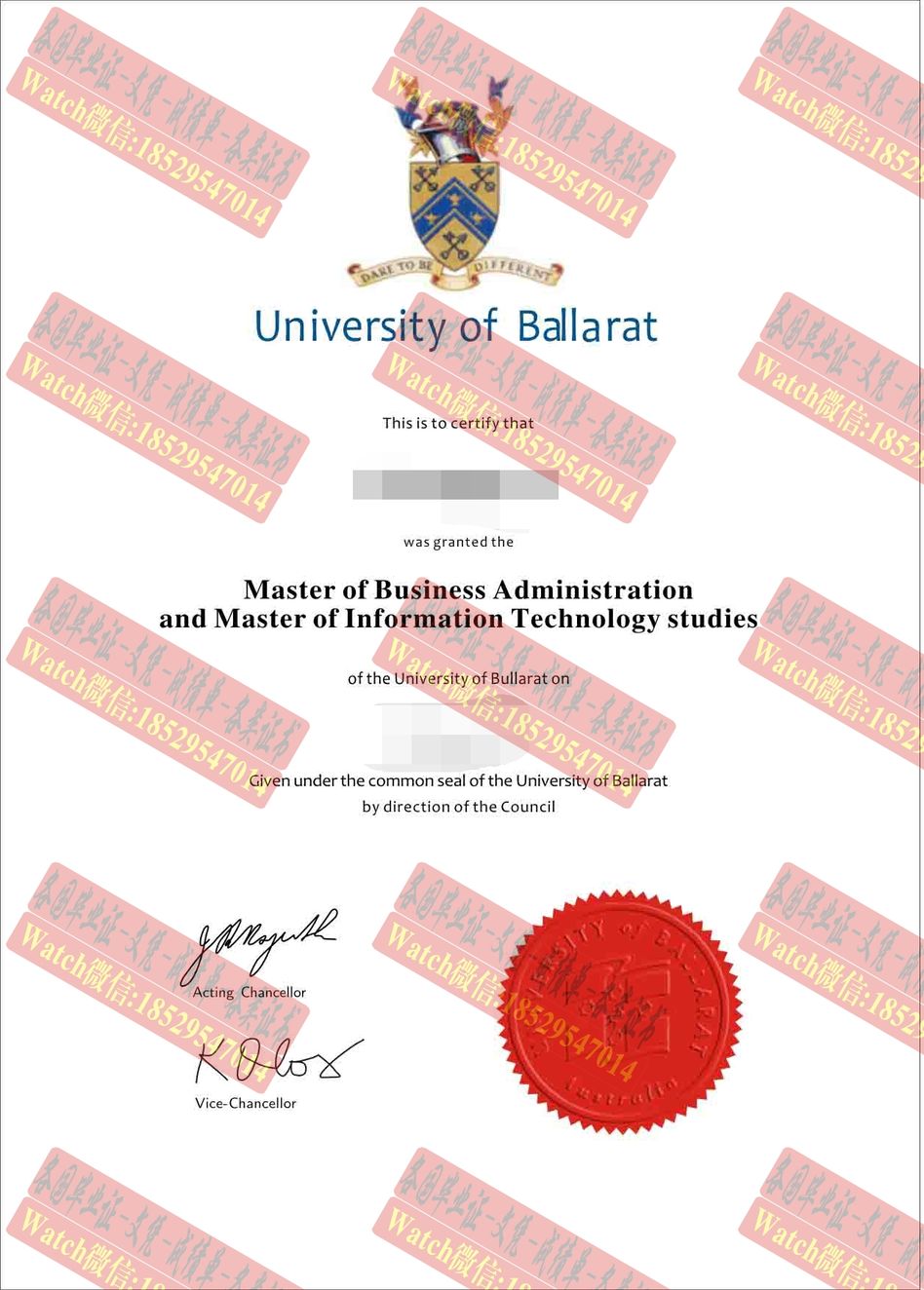 原版巴拉瑞特大学文凭