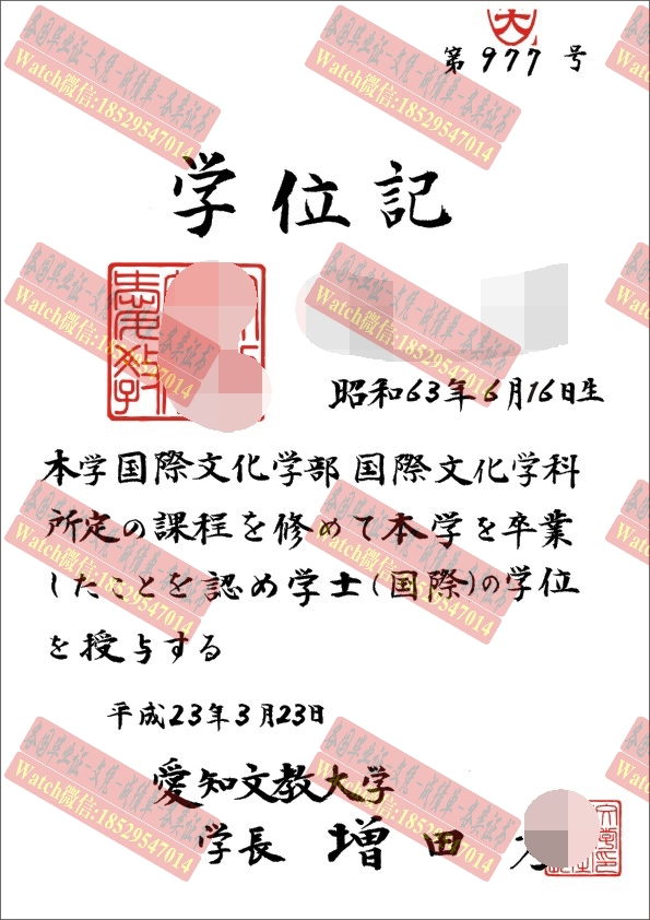 原版爱知文教大学学位记